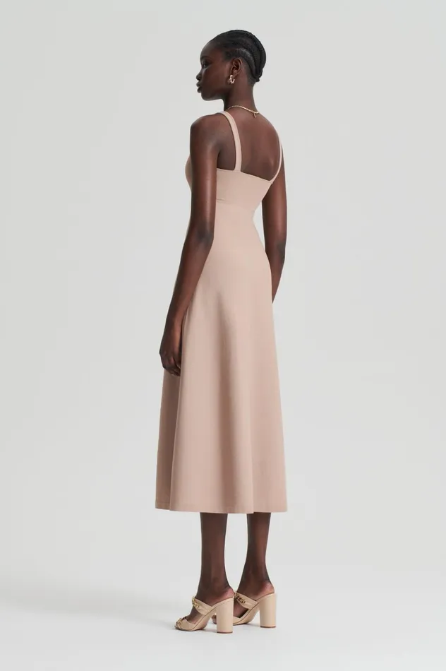 Dresses Women Scanlan Theodore CREPE KNIT SQUARE NECK DRESS Oat Dresses Women Scanlan Theodore CREPE KNIT SQUARE NECK DRESS Oat