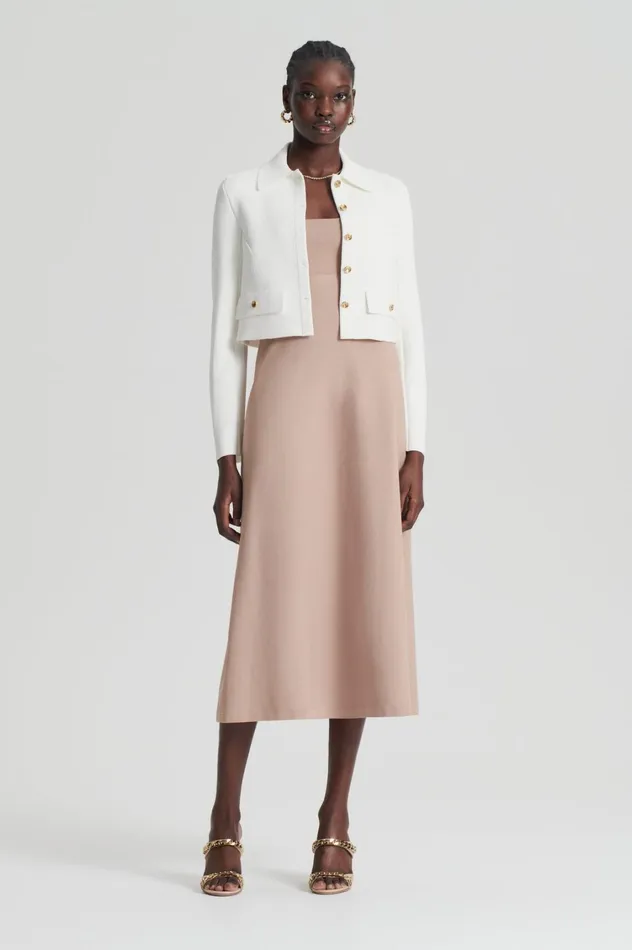 Dresses Women Scanlan Theodore CREPE KNIT SQUARE NECK DRESS Oat Dresses Women Scanlan Theodore CREPE KNIT SQUARE NECK DRESS Oat