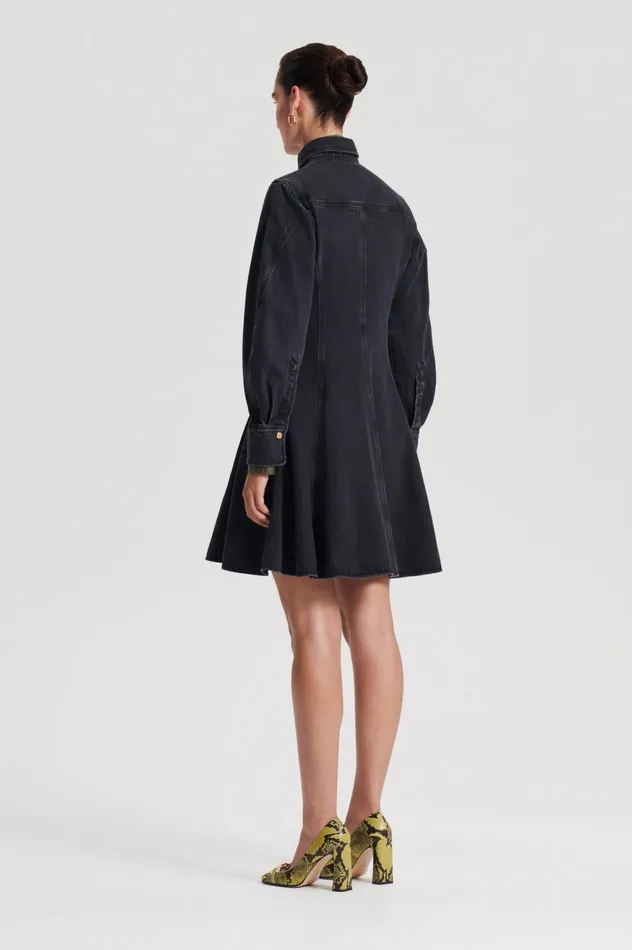 Dresses Women Scanlan Theodore DENIM MINI DRESS Washed Black G Dresses Women Scanlan Theodore DENIM MINI DRESS Washed Black G