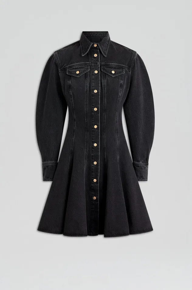 Dresses Women Scanlan Theodore DENIM MINI DRESS Washed Black G Dresses Women Scanlan Theodore DENIM MINI DRESS Washed Black G