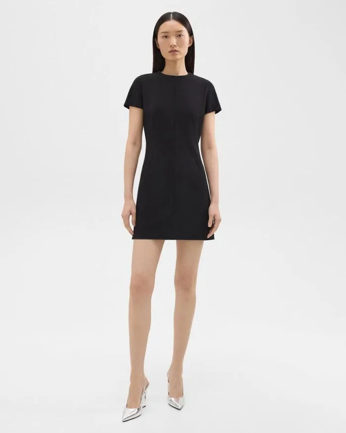 Dresses Women Theory Dolman Sleeve Mini Dress In Admiral Crepe Black