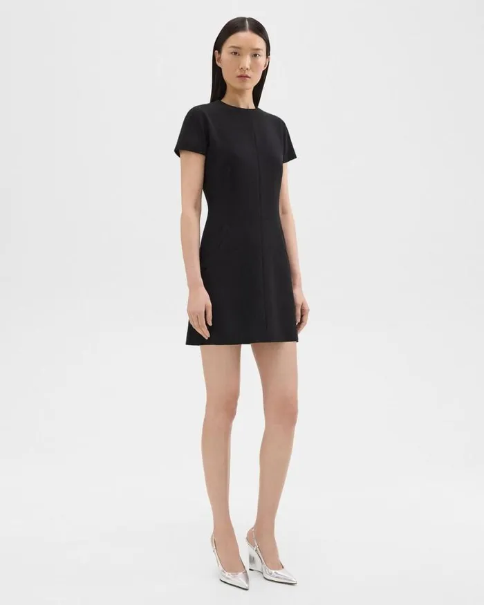 Dresses Women Theory Dolman Sleeve Mini Dress In Admiral Crepe Black