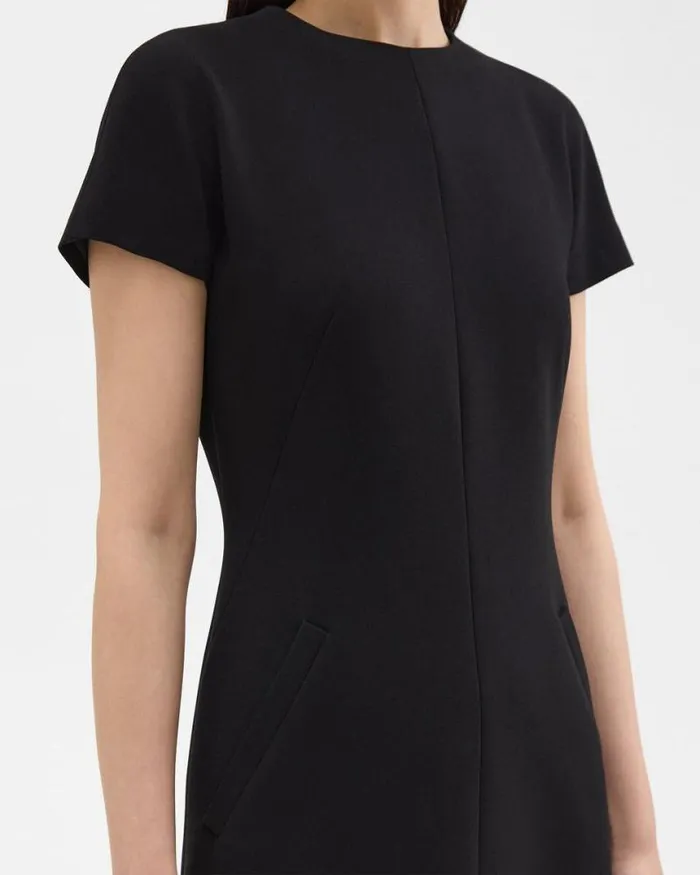 Dresses Women Theory Dolman Sleeve Mini Dress In Admiral Crepe Black