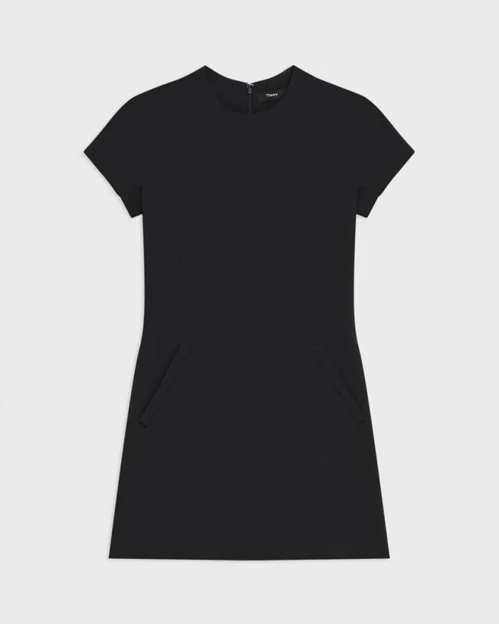 Dresses Women Theory Dolman Sleeve Mini Dress In Admiral Crepe Black