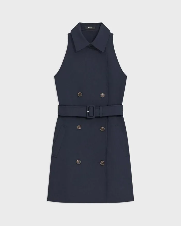 Dresses Women Theory Halter Trench Dress In Good Wool Nocturne Navy