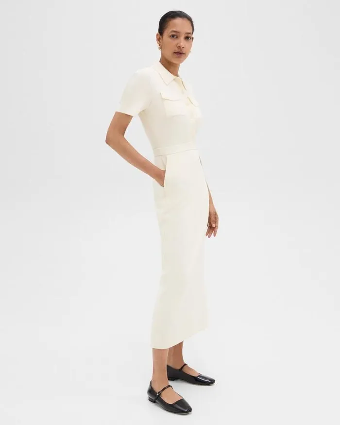 Dresses Women Theory Military Midi Dress In Admiral Crepe Rice