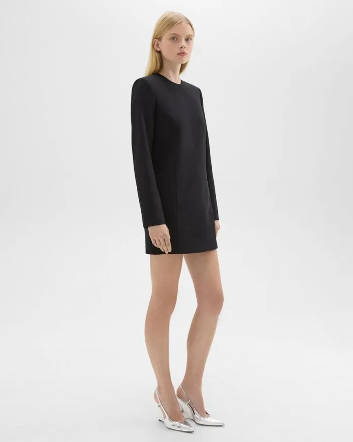 Dresses Women Theory Mini Tunic Dress In Crepe Black Dresses Women Theory Mini Tunic Dress In Crepe Black