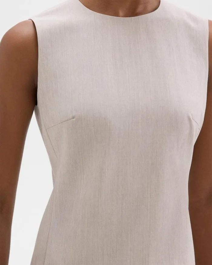 Dresses Women Theory Sleeveless Fitted Dress In Good Wool Sand Melange