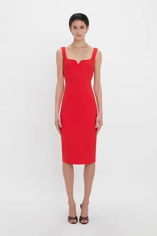 Dresses Women Victoria Beckham Sleeveless Fitted TShirt Dress In Bright Red