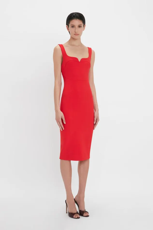 Dresses Women Victoria Beckham Sleeveless Fitted TShirt Dress In Bright Red Dresses Women Victoria Beckham Sleeveless Fitted TShirt Dress In Bright Red