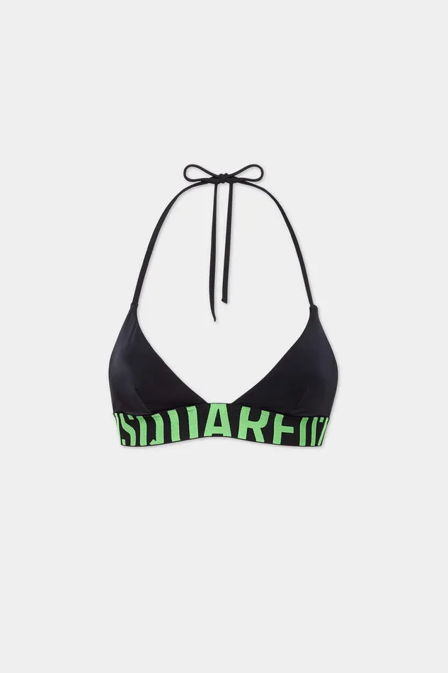 Dsquared2 Beachwear Logo Band Triangle Top Blackgreen 8211 Women