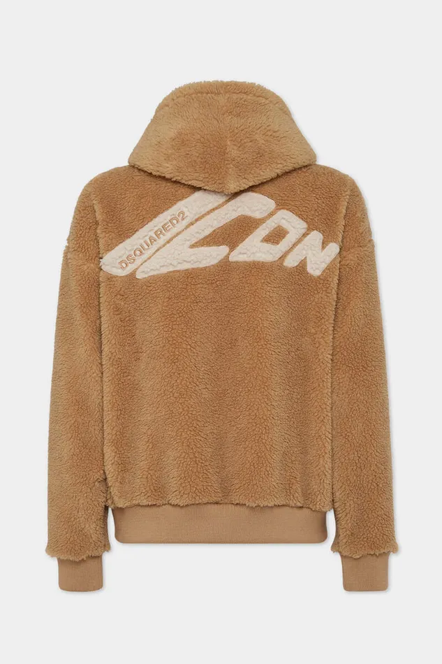 Dsquared2 Coats and Outerwear Icon New Generation Relax Fit Teddy Zip Sweatshirt Camel 8211 Men