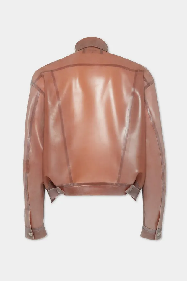 Dsquared2 Coats and Outerwear Panno Latex Jean Jacket Antique Rose 8211 Men