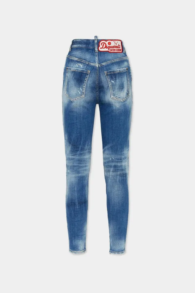 Dsquared2 Jeans Medium Small Hole Wash High Waist Twiggy Jeans Navy 8211 Women