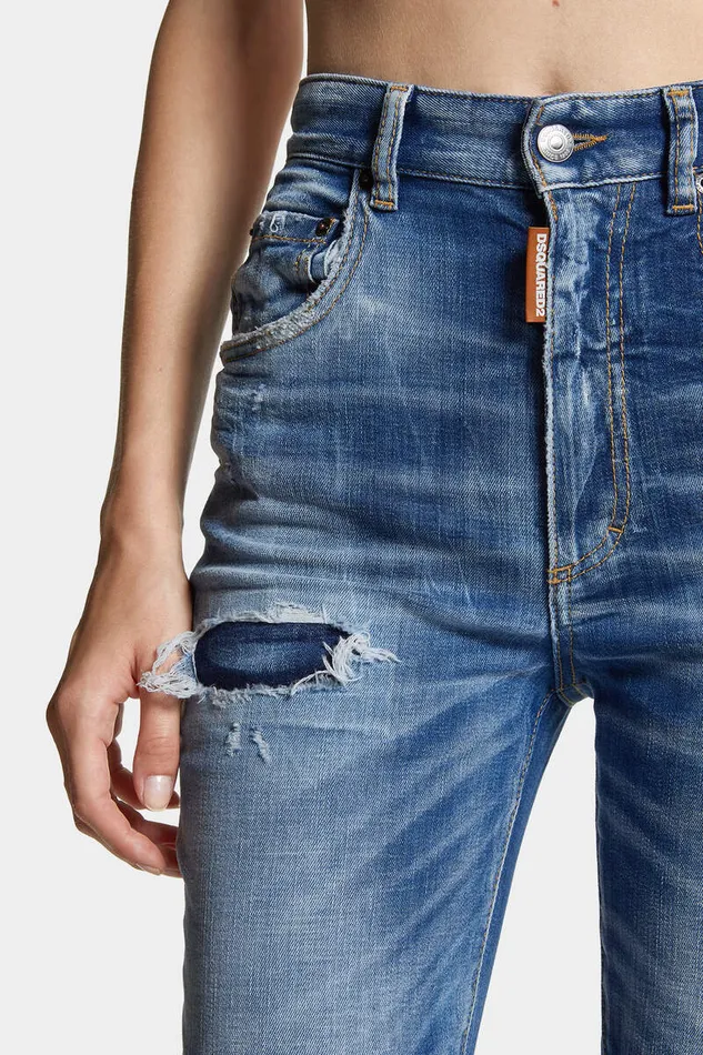 Dsquared2 Jeans Medium Small Hole Wash High Waist Twiggy Jeans Navy 8211 Women