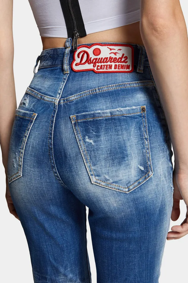 Dsquared2 Jeans Medium Small Hole Wash High Waist Twiggy Jeans Navy 8211 Women