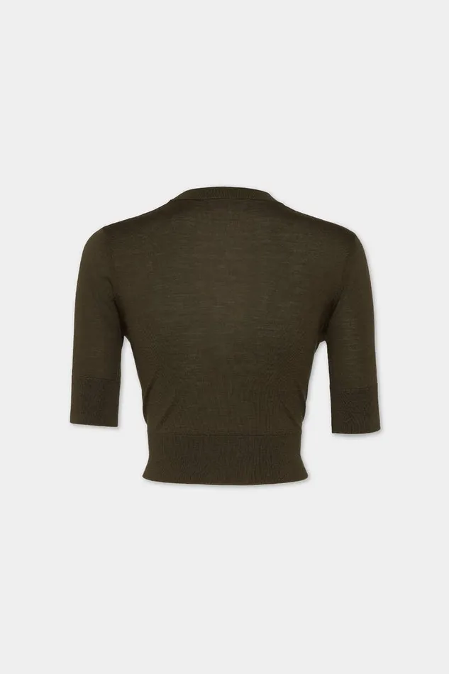 Dsquared2 Knitwear Cropped D2 Pullover Military Green 8211 Women