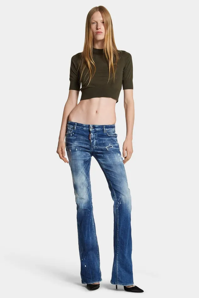 Dsquared2 Knitwear Cropped D2 Pullover Military Green 8211 Women
