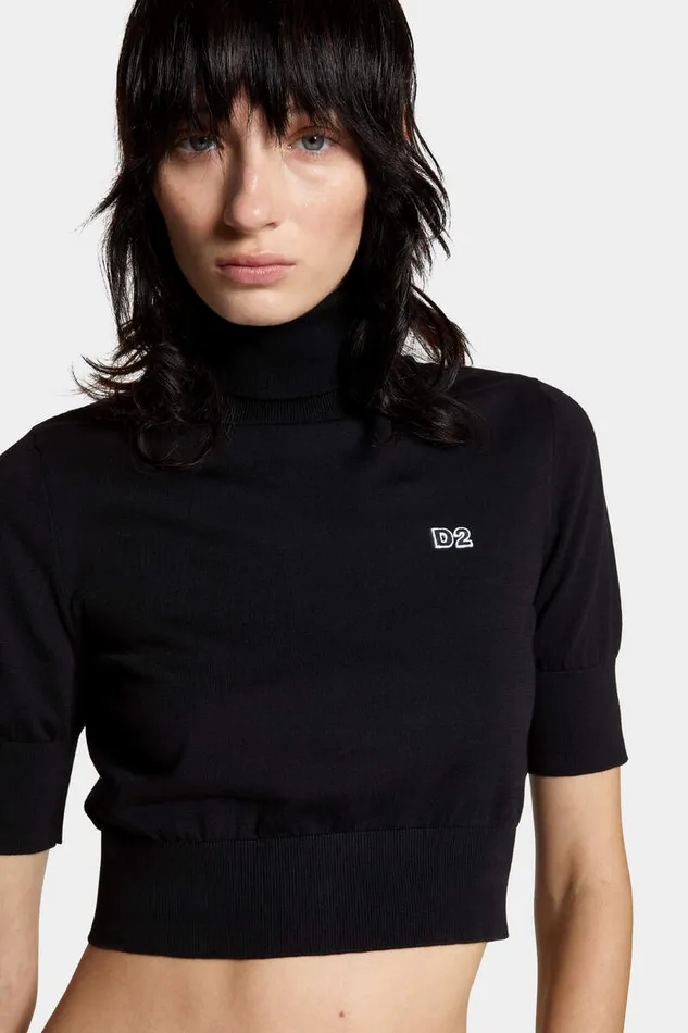 Dsquared2 Knitwear Cropped D2 Turtleneck Black 8211 Women