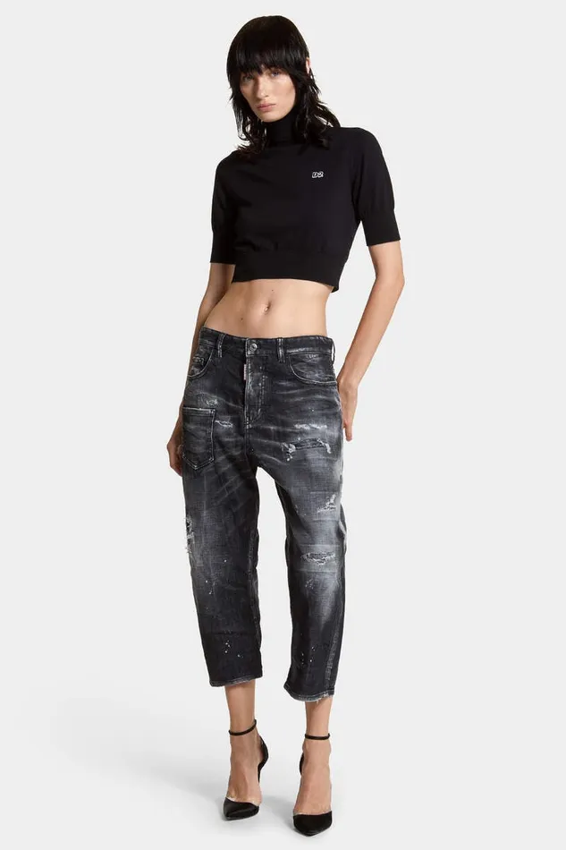 Dsquared2 Knitwear Cropped D2 Turtleneck Black 8211 Women