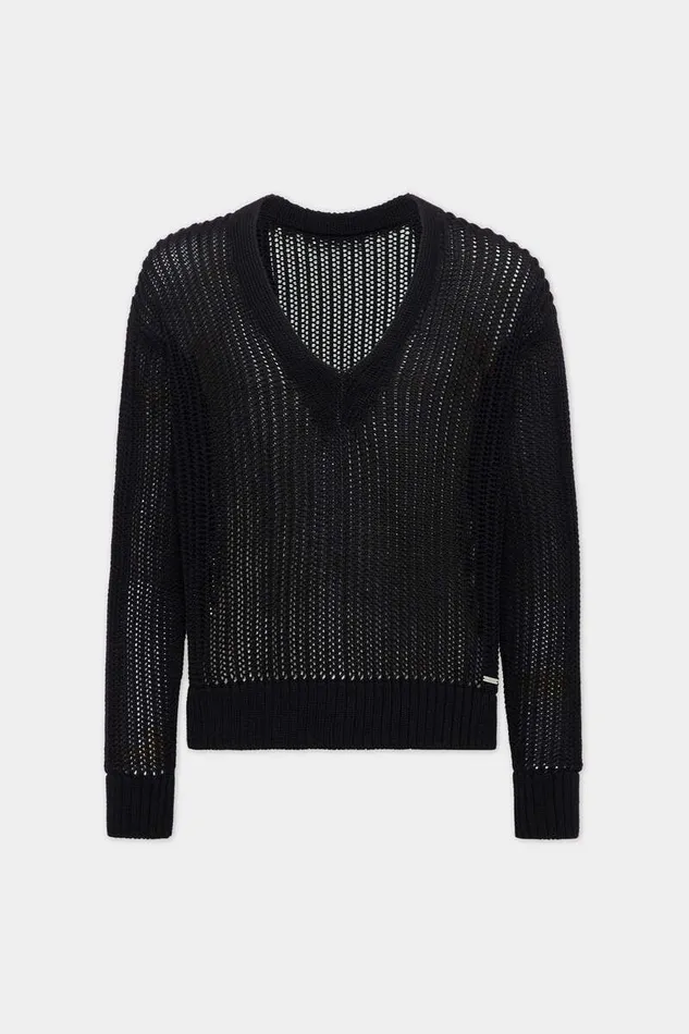 Dsquared2 Knitwear OpenKnit V Neck Pullover Black 8211 Men