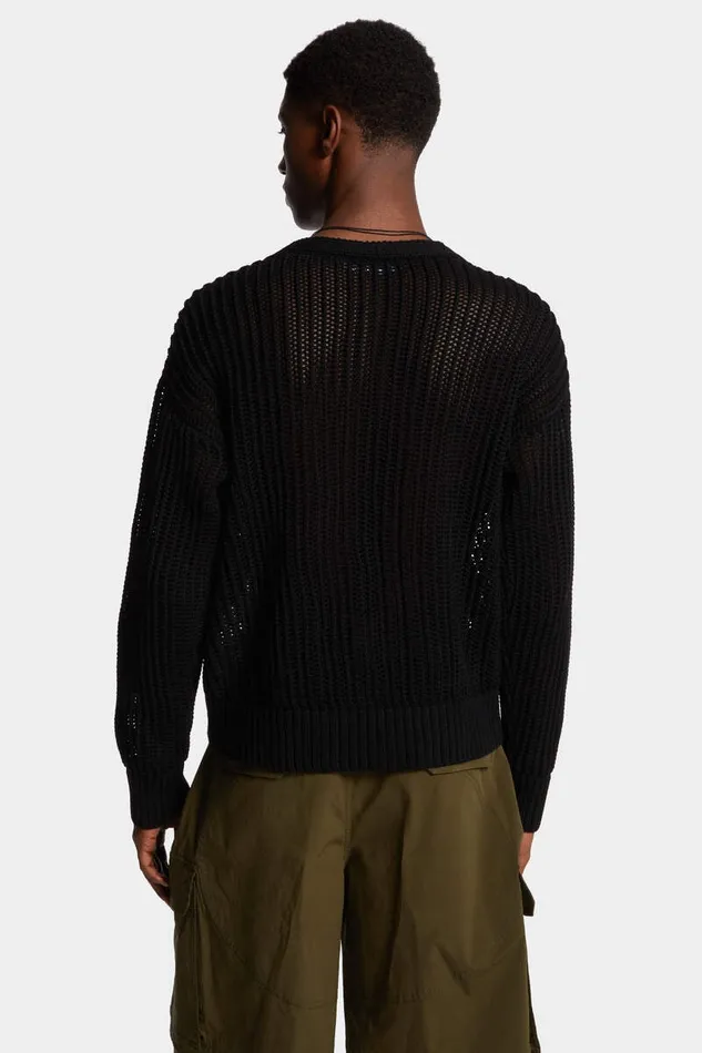 Dsquared2 Knitwear OpenKnit V Neck Pullover Black 8211 Men