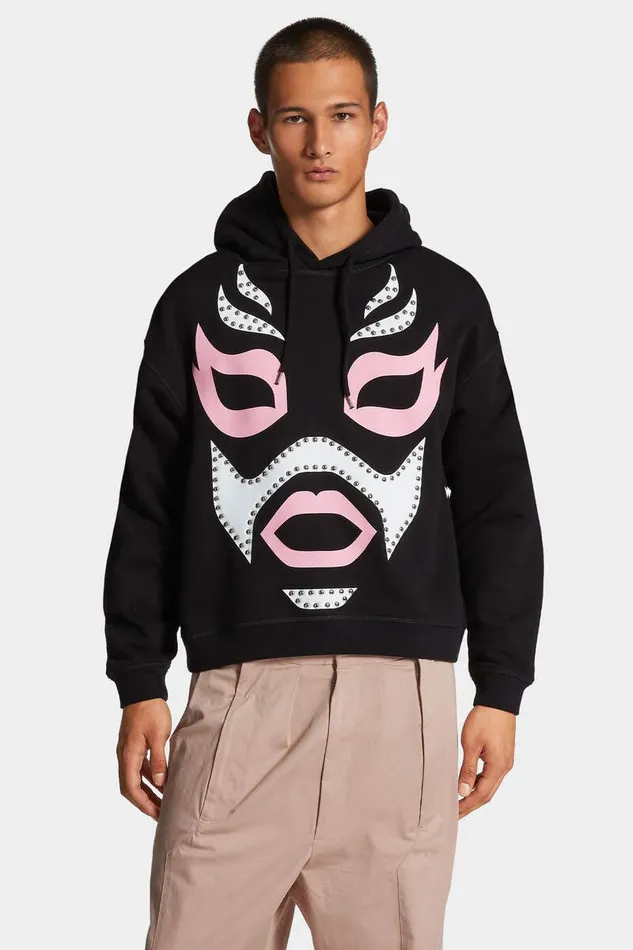 Dsquared2 Sweatshirts Wash Relax Fit Mask Hoodie Black 8211 Men