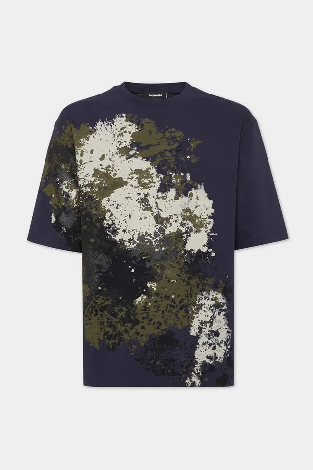 Dsquared2 TShirts and Polo Loose Fit Camo TShirt Navy 8211 Men
