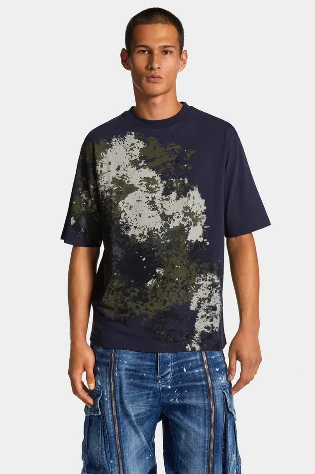 Dsquared2 TShirts and Polo Loose Fit Camo TShirt Navy 8211 Men