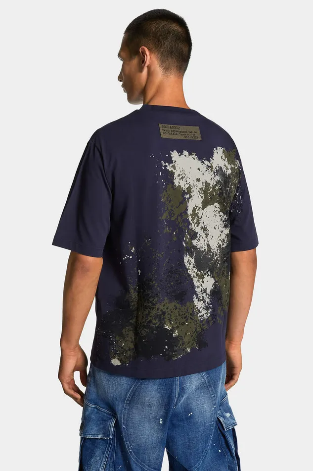 Dsquared2 TShirts and Polo Loose Fit Camo TShirt Navy 8211 Men