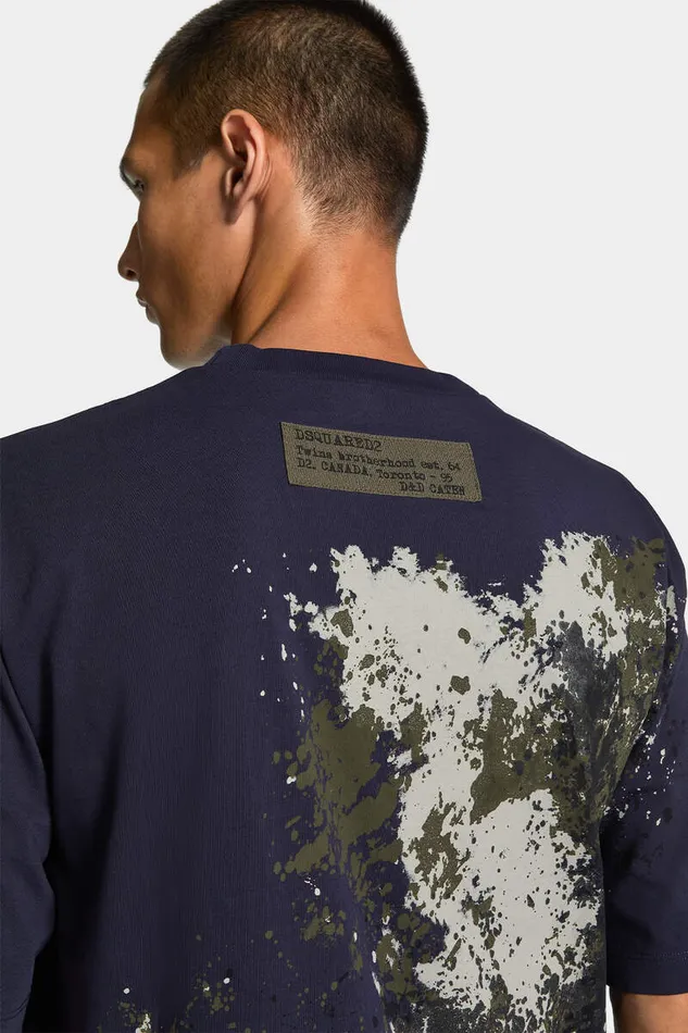 Dsquared2 TShirts and Polo Loose Fit Camo TShirt Navy 8211 Men