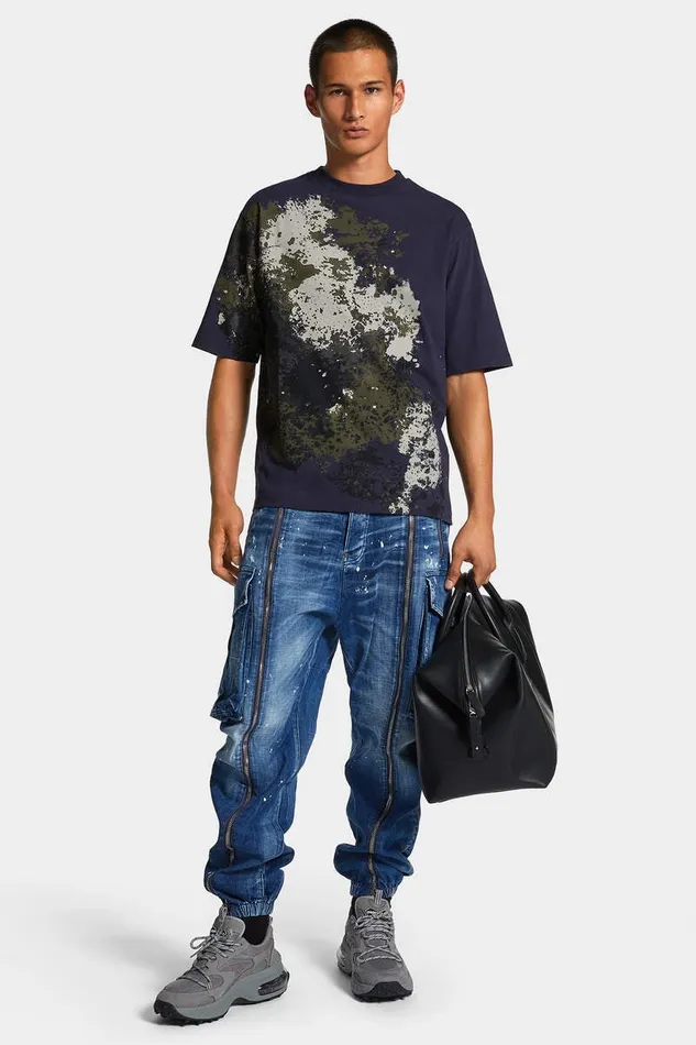 Dsquared2 TShirts and Polo Loose Fit Camo TShirt Navy 8211 Men