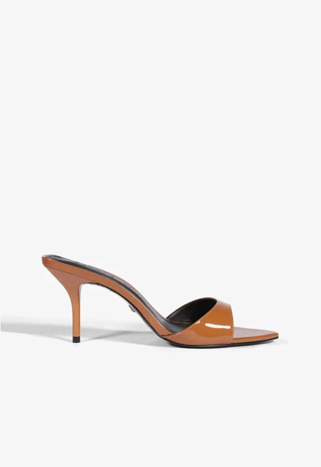 Elodie Patent Leather Sandal Honey Peach Women Schutz Shoes Mules