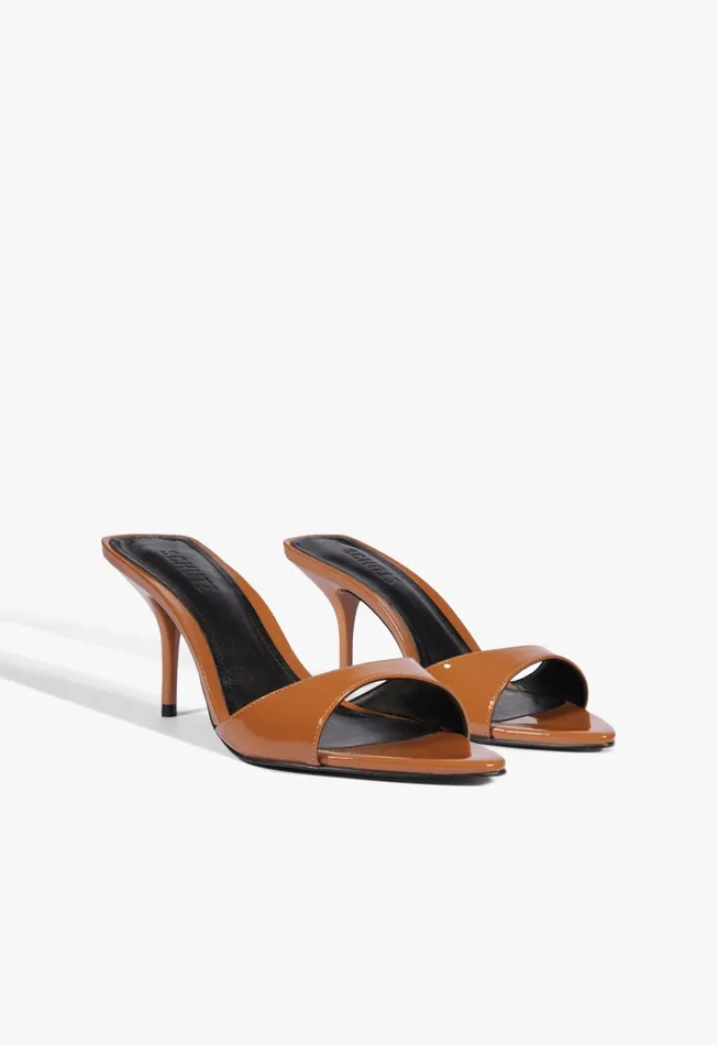 Elodie Patent Leather Sandal Honey Peach Women Schutz Shoes Mules