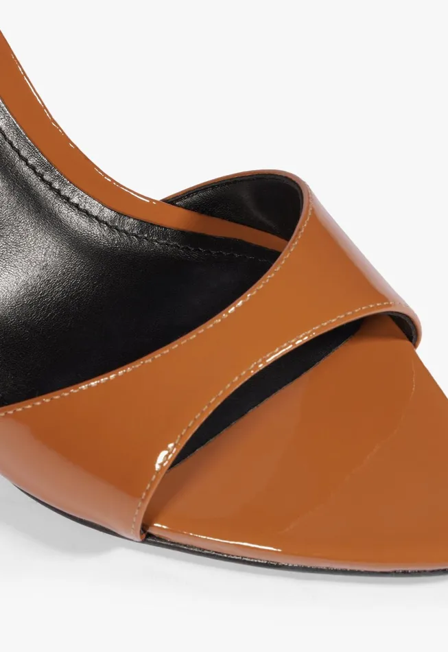 Elodie Patent Leather Sandal Honey Peach Women Schutz Shoes Mules