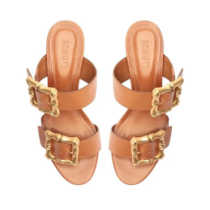 Enola Mid Block Sandal New Wood Women Schutz Shoes Enola