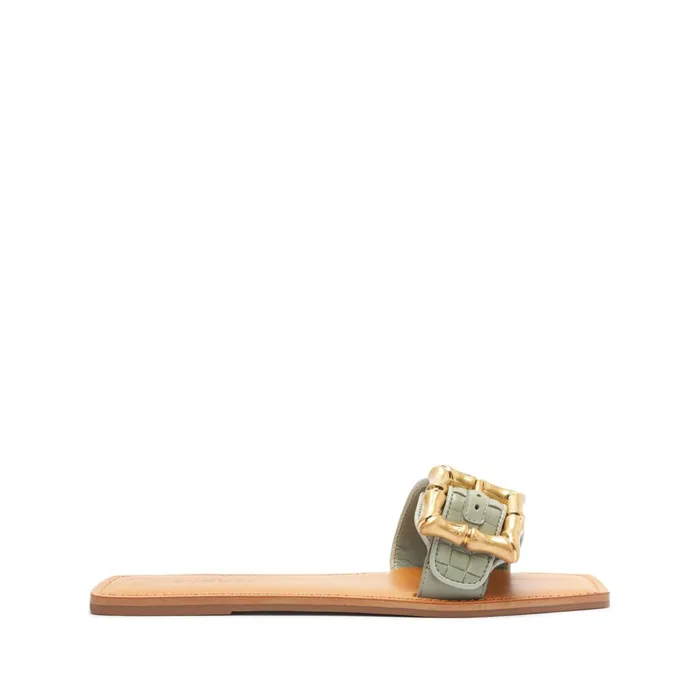 Enola Woven Leather Sandal Green Women Schutz Shoes Enola
