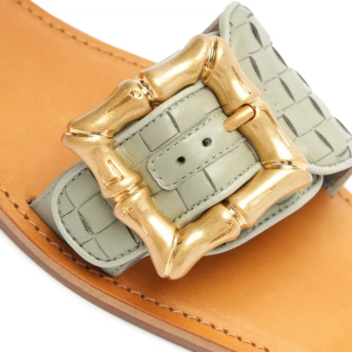 Enola Woven Leather Sandal Green Women Schutz Shoes Enola