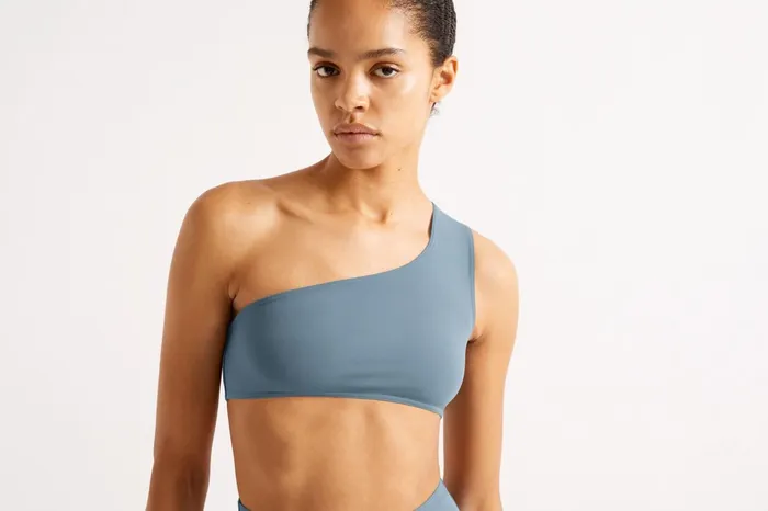 ERES Symbole OneShoulder Crop Top Requin Bleu 23e Women TwoPieces Swimsuits