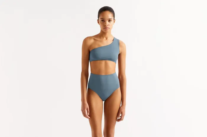 ERES Symbole OneShoulder Crop Top Requin Bleu 23e Women TwoPieces Swimsuits