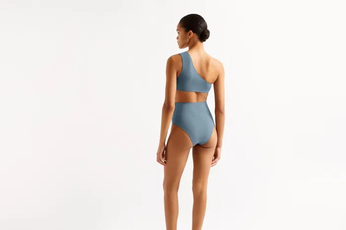 ERES Symbole OneShoulder Crop Top Requin Bleu 23e Women TwoPieces Swimsuits