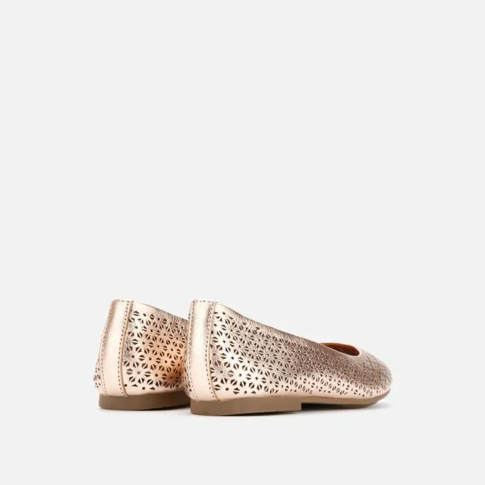 Eugene Perforated Metallic Ballet Flat Rose Gold Women Kenneth Cole Flats