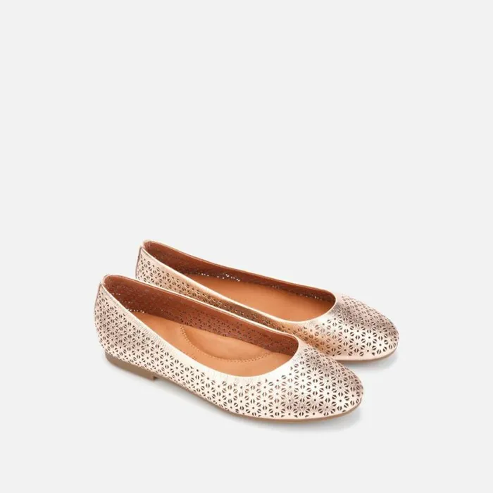 Eugene Perforated Metallic Ballet Flat Rose Gold Women Kenneth Cole Flats