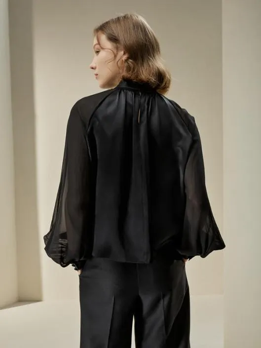 Evelyn Silk Blouse With SemiSheer Sleeves Women Blouses Lilysilk Shirts