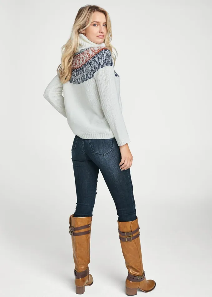 Fair Isle Turtleneck White Multi Women VENUS Turtleneck and Mock Neck