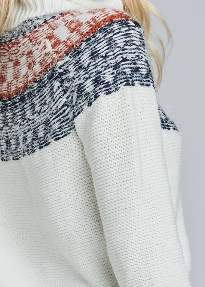 Fair Isle Turtleneck White Multi Women VENUS Turtleneck and Mock Neck