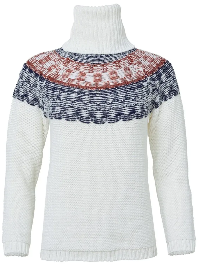 Fair Isle Turtleneck White Multi Women VENUS Turtleneck and Mock Neck