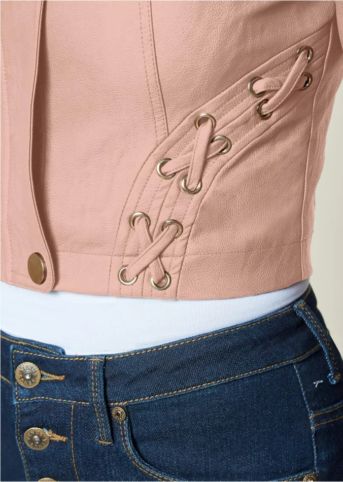 FauxLeather LaceUp Jacket Rose Gold Women VENUS Jackets