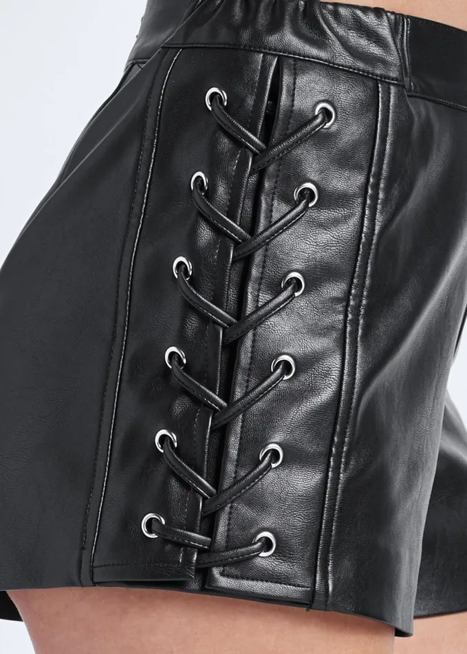 FauxLeather LaceUp Shorts Black Women VENUS Shorts
