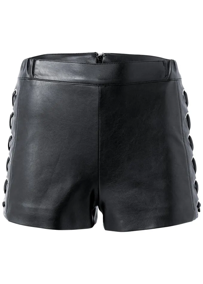 FauxLeather LaceUp Shorts Black Women VENUS Shorts